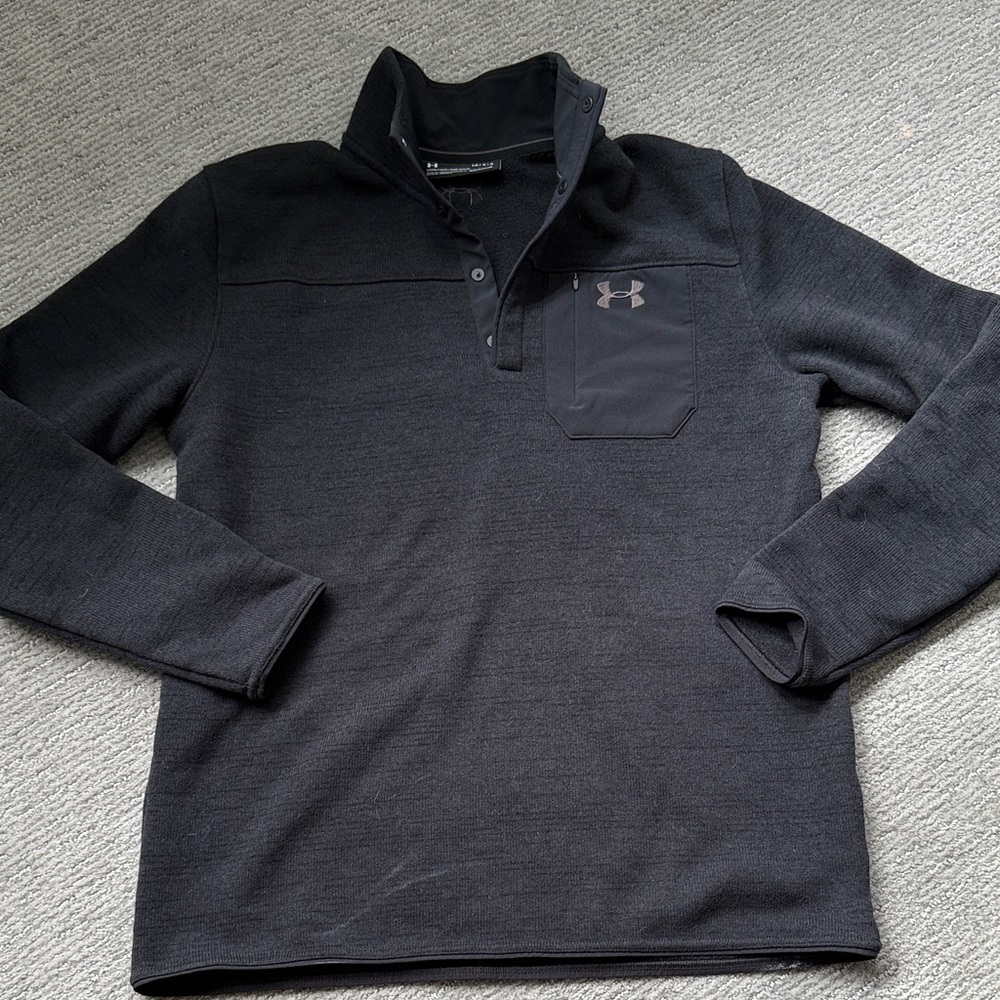 Under Armour Men's Specialist Henley 2.0 Long Sleeve Fleece Pullover Charcoal